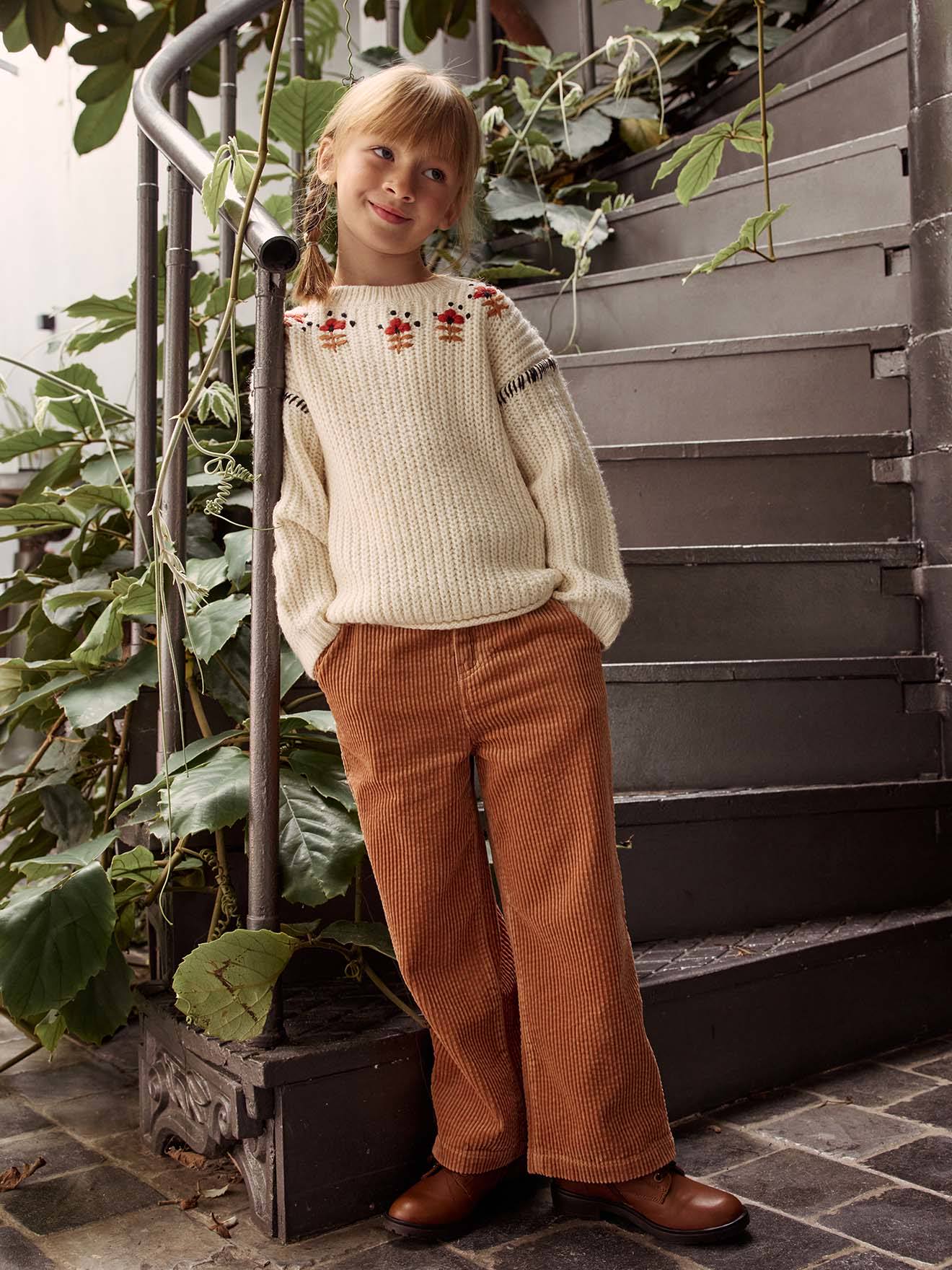 Pantalon Velours Loose Fille Vertbaudet - Forme Baggy, Ceinture élastique, Poches - 100% Coton - Tendance Confortable - 5