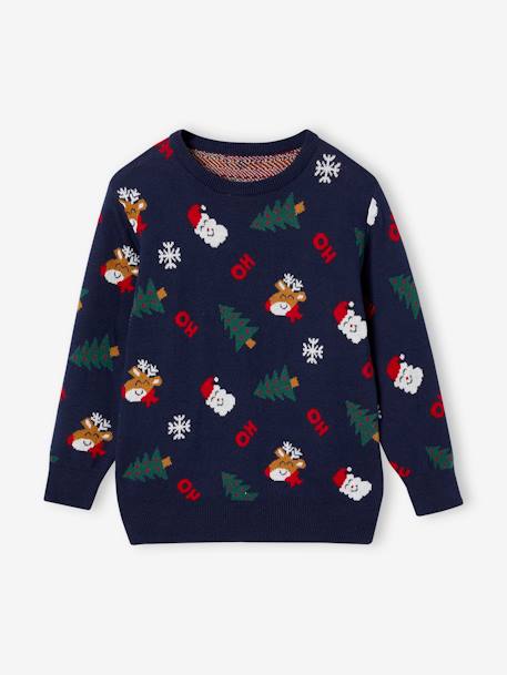 Pull Noël jacquard motifs ludiques garçon marine 4 - vertbaudet enfant 