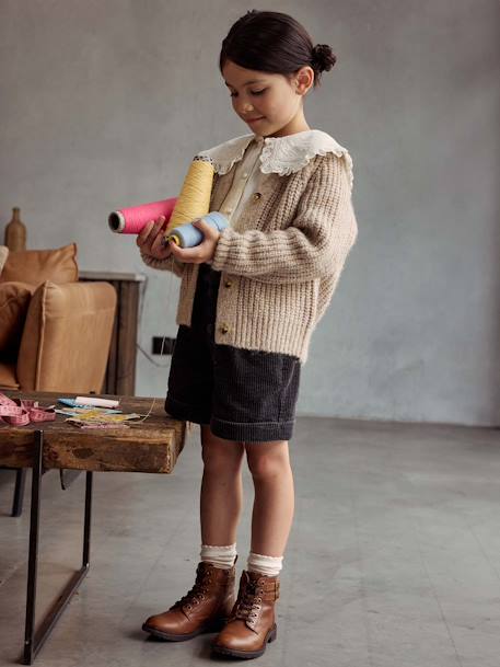 Short velours taille élastiquée anthracite 1 - vertbaudet enfant 