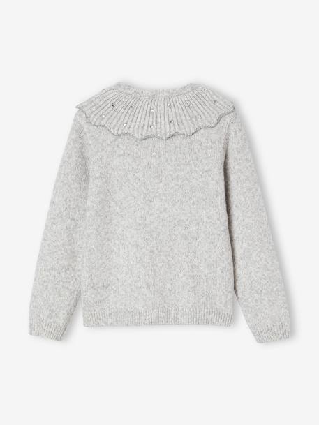 Gilet fille col à strass gris chiné 2 - vertbaudet enfant 