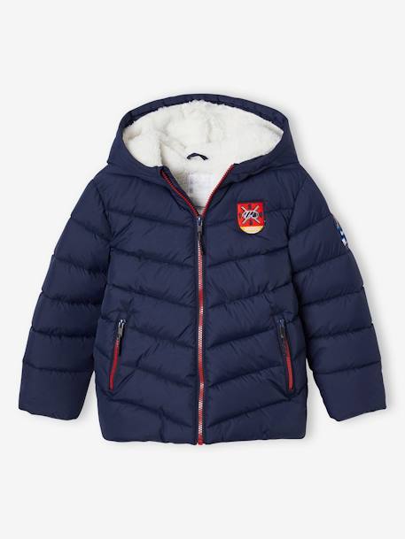 Doudoune garçon à capuche doublée sherpa spécial ski marine 1 - vertbaudet enfant 