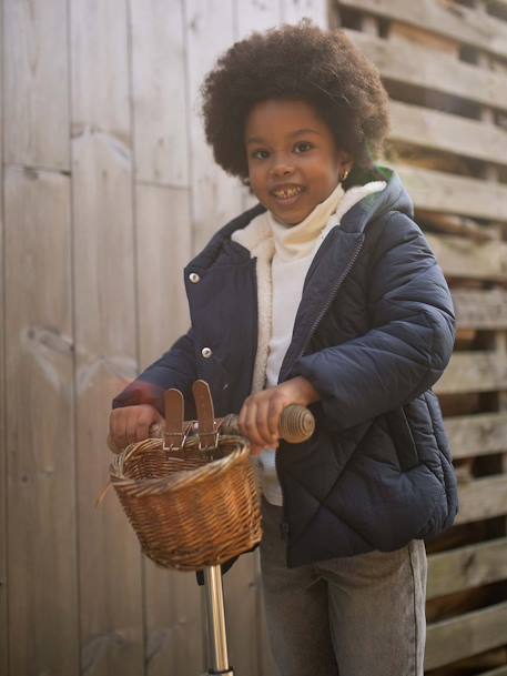 Doudoune fille à capuche doublée sherpa blush+marine+vert 10 - vertbaudet enfant 