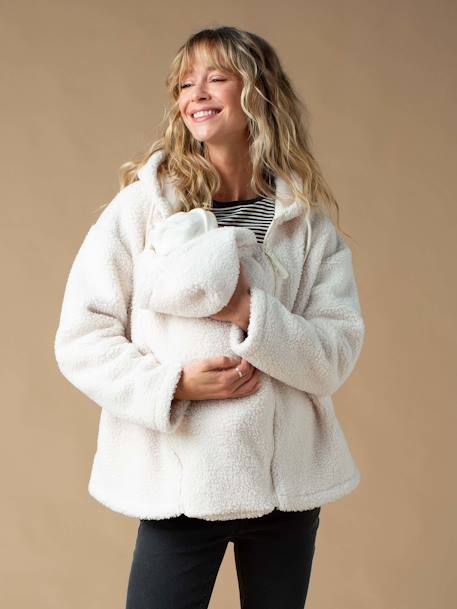 Sweat zippé en sherpa évolutif avec protège bébé écru 1 - vertbaudet enfant 