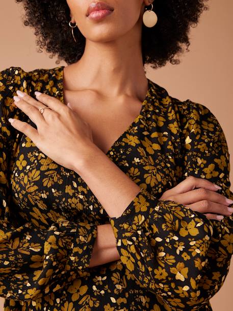 Blouse de grossesse imprimé fleurs détails irisés anthracite 4 - vertbaudet enfant 