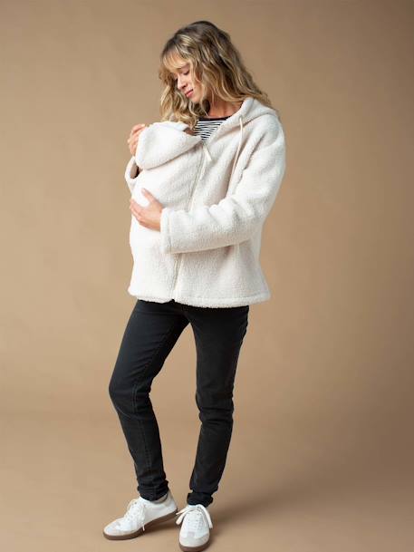 Sweat zippé en sherpa évolutif avec protège bébé écru 3 - vertbaudet enfant 