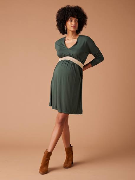 Robe grossesse FELICINEOR manches longues vert sapin 1 - vertbaudet enfant 