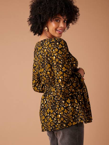 Blouse de grossesse imprimé fleurs détails irisés anthracite 3 - vertbaudet enfant 