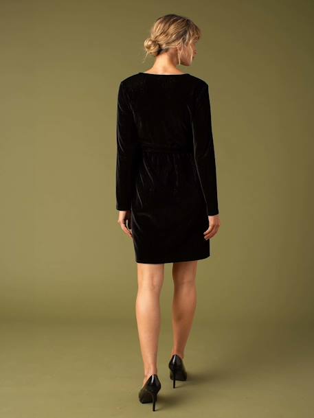 Robe de grossesse effet cache-coeur en velours noir 4 - vertbaudet enfant 