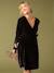 Robe de grossesse effet cache-coeur en velours noir 1 - vertbaudet enfant 
