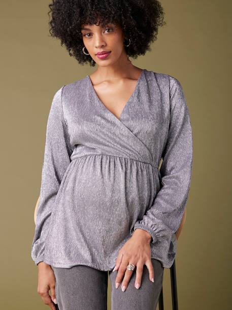 Tee-shirt blouse de fête grossesse argent 4 - vertbaudet enfant 