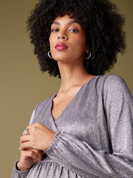 Tee-shirt blouse de fête grossesse argent 2 - vertbaudet enfant 