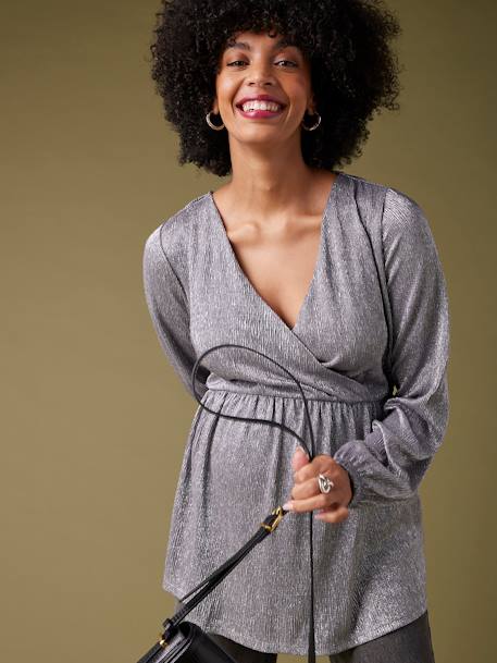 Tee-shirt blouse de fête grossesse argent 3 - vertbaudet enfant 