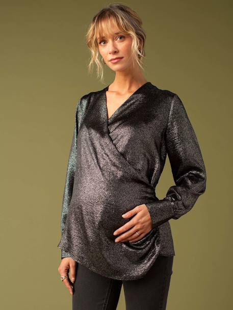 Blouse cache-coeur de grossesse effet irisé noir 1 - vertbaudet enfant 