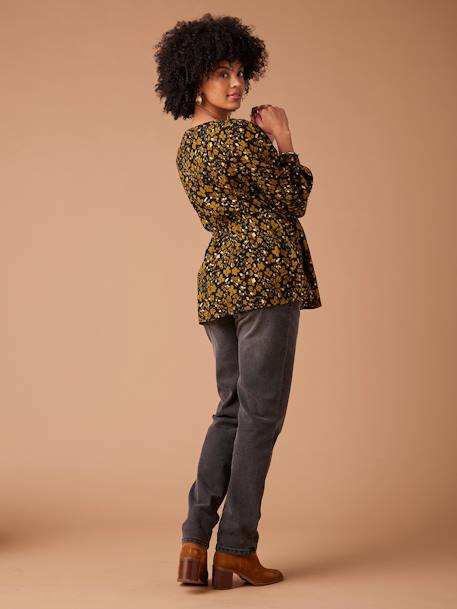 Blouse de grossesse imprimé fleurs détails irisés anthracite 2 - vertbaudet enfant 
