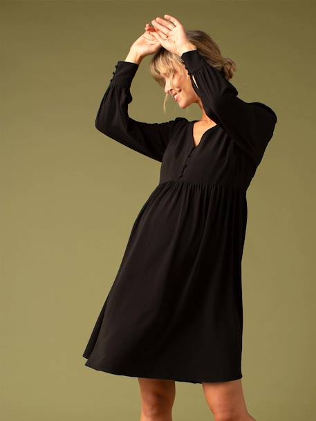 Robe de grossesse en crêpe dos en dentelle noir 6 - vertbaudet enfant 