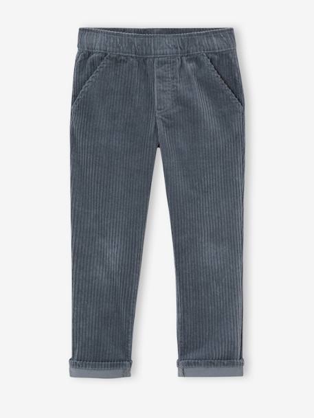 Pantalon en velours côtelé garçon facile à enfiler bleu ardoise+marine 5 - vertbaudet enfant 