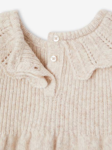 Robe à collerette en tricot bébé beige chiné 4 - vertbaudet enfant 