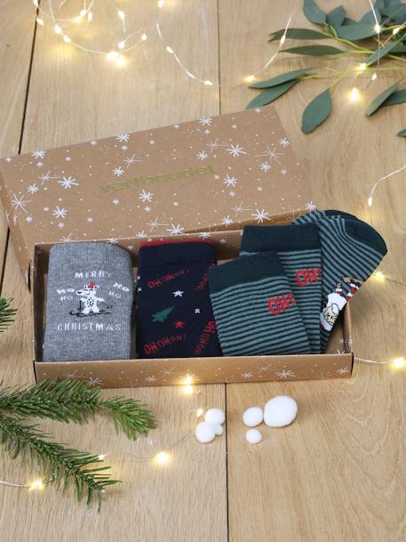 Coffret de 3 paires de chaussettes Noël garçon bleu nuit 1 - vertbaudet enfant 