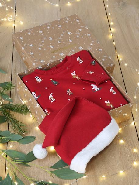Coffret Noël sweat et bonnet bébé rouge 1 - vertbaudet enfant 