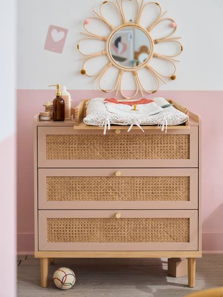 Commode en cannage POÉSIE rose+vert 1 - vertbaudet enfant 