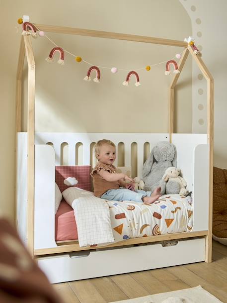 Lit bébé cabane coconut transformable banquette blanc 8 - vertbaudet enfant 