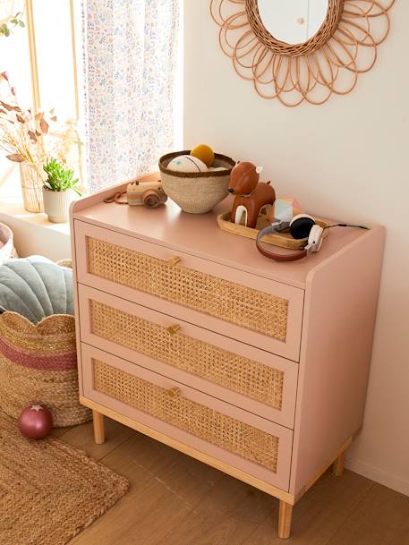 Commode en cannage POÉSIE rose+vert 2 - vertbaudet enfant 
