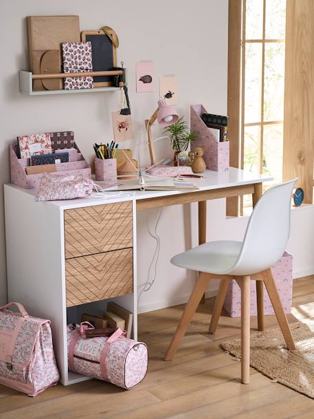 Bureau enfant CHEVRONS blanc/bois 2 - vertbaudet enfant 