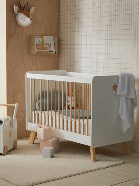 Lit bébé à barreaux GRANDE OURSE BLANC / BOIS 1 - vertbaudet enfant 