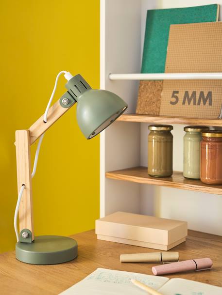 Lampe de bureau bois et métal vert sauge 1 - vertbaudet enfant 