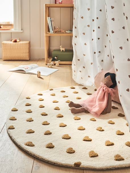 Tapis rond Coeur beige imprimé 1 - vertbaudet enfant 