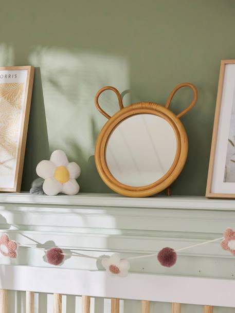 Miroir en rotin Ourson à poser beige 1 - vertbaudet enfant 