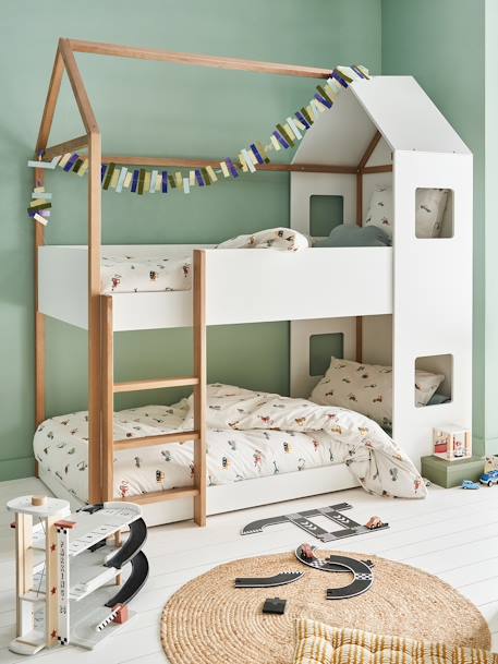 Lit enfant cabane superposé blanc 1 - vertbaudet enfant 