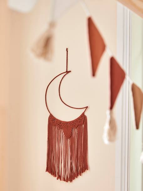 Attrape-rêves XL lune en macramé terracotta 1 - vertbaudet enfant 