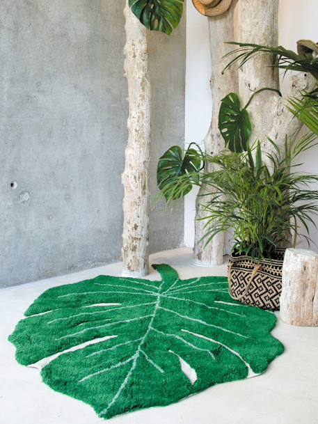 Tapis XL coton lavable Feuille Monstera vert 1 - vertbaudet enfant 