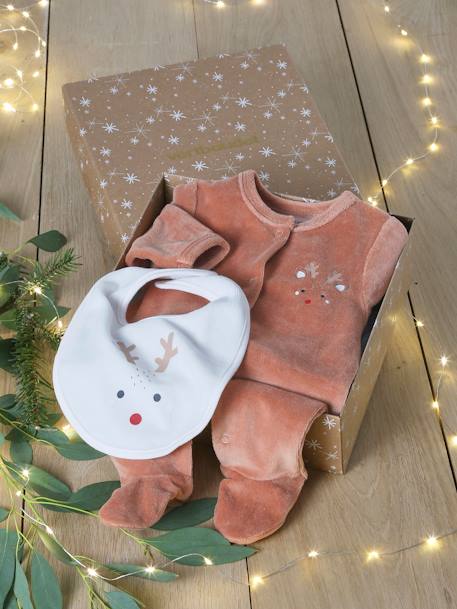 coffret Noël pyjama bébé et bavoir renne noix de pécan 4 - vertbaudet enfant 