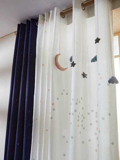 Rideau guirlande à œillets tamisant nuage et étoiles blanc 3 - vertbaudet enfant 