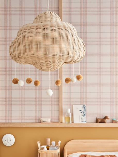 Abat-jour nuage en rotin beige doré 2 - vertbaudet enfant 