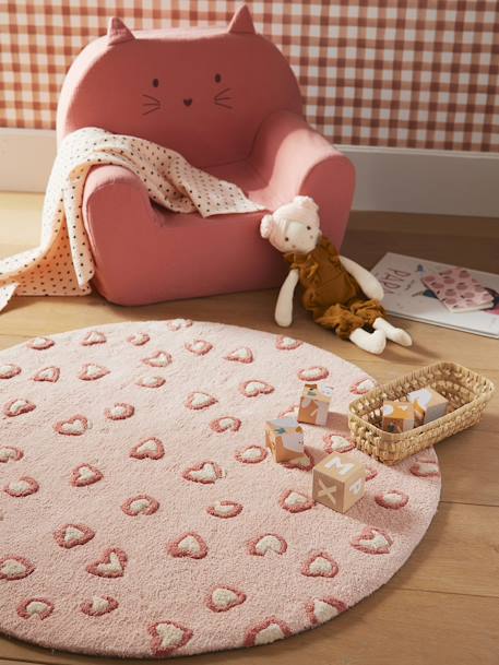 Tapis rond léopard LOVELY LÉO rose 1 - vertbaudet enfant 