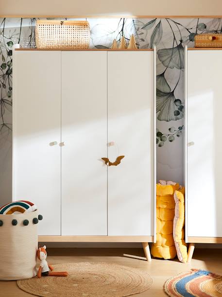 Armoire 3 portes CONFETTI BLANC/BOIS 2 - vertbaudet enfant 
