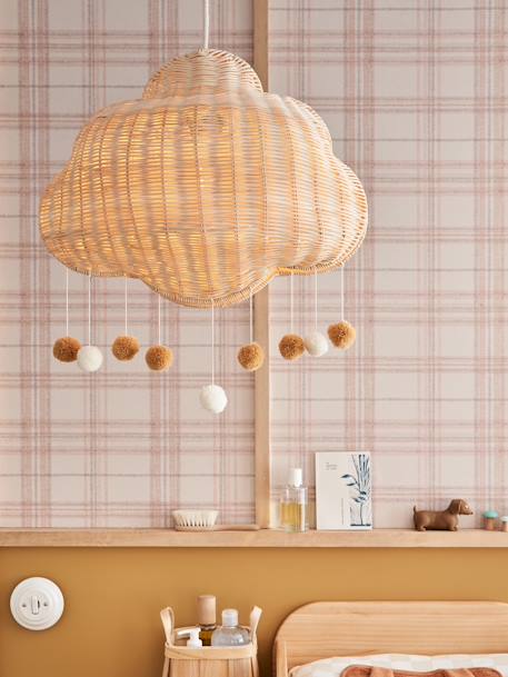 Abat-jour nuage en rotin beige doré 1 - vertbaudet enfant 