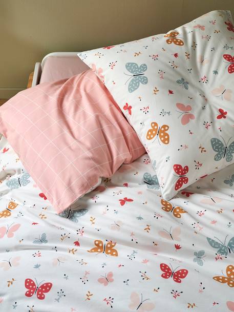 Parure housse de couette enfant et taie d'oreiller PAPILLONS rose 1 - vertbaudet enfant 