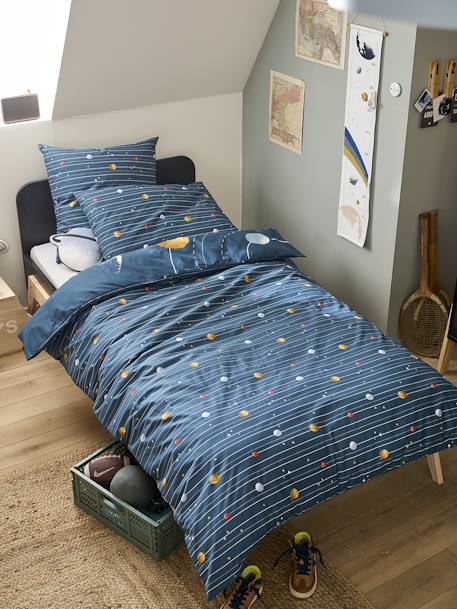 Parure housse de couette enfant et taie d'oreiller avec coton recyclé SPACE ADVENTURE multicolore 2 - vertbaudet enfant 