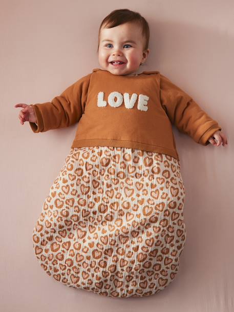 Gigoteuse hiver manches longues amovibles bi-matière LOVELY LEO noisette 1 - vertbaudet enfant 