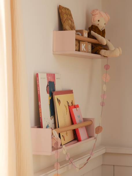 Lot de 2 étagères livres blanc/bois+ROSE+VERT 4 - vertbaudet enfant 