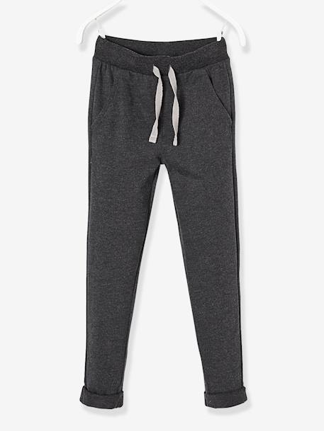 Pantalon jogger garçon en molleton BASICS marine chiné+noir chiné+vert sauge 4 - vertbaudet enfant 