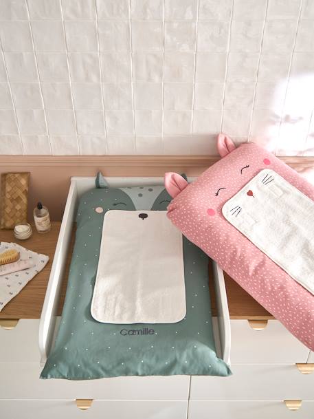 Housse matelas à langer personnalisable BICHE vert imprimé 6 - vertbaudet enfant 