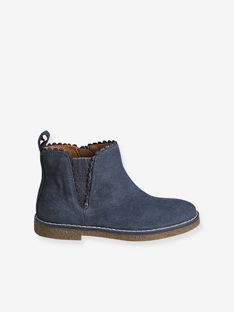Boots enfant fille cuir élastiquées et zippées bordeaux+camel+marine+or+vert 12 - vertbaudet enfant 