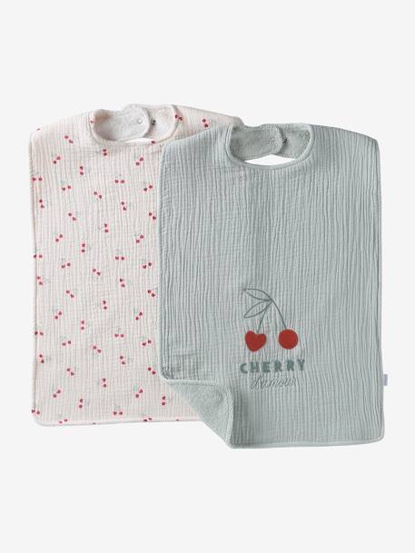Lot de 2 bavoirs en gaze de coton CHERRY Cherry 1 - vertbaudet enfant 
