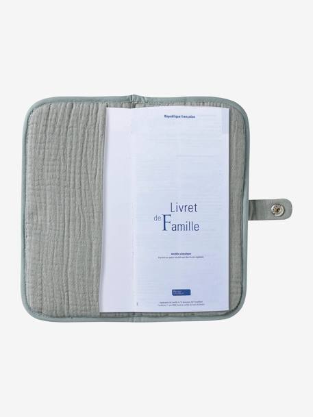 Protège livret de famille en gaze de coton ocre+vert sauge 6 - vertbaudet enfant 