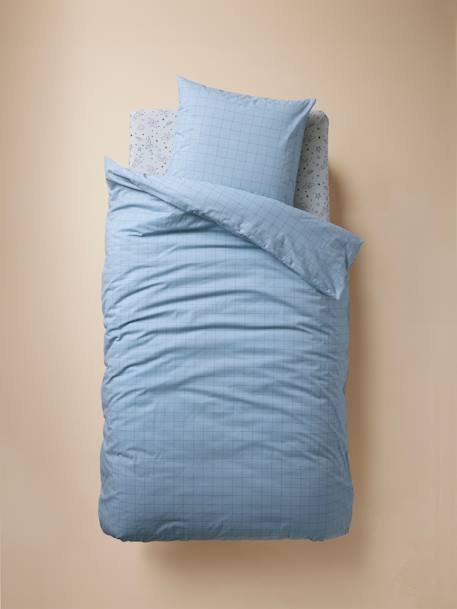 Parure housse de couette + taie d'oreiller enfant INTERGALACTIC, avec coton recyclé bleu imprimé 5 - vertbaudet enfant 